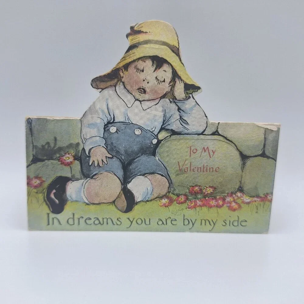 Vintage Valentine Cutout Card Boy In Hat Series 267 Dreamy Romantics Collectible